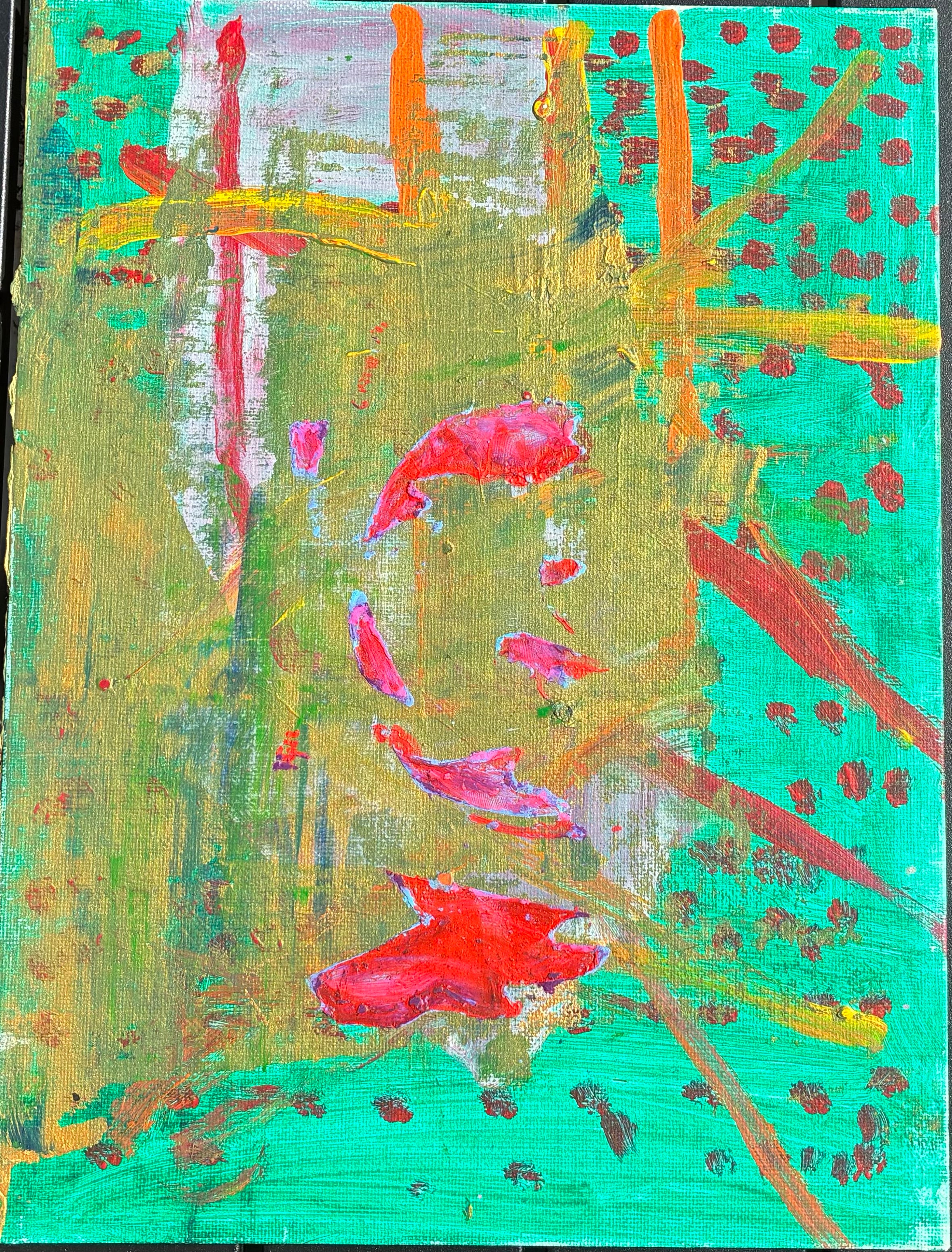 Painting canvas on acrylic